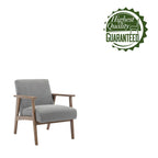 Sillón decorativo de tela gris oscuro/beige/gris con patas de madera de caucho – Asiento individual