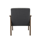Sillón decorativo de tela gris oscuro/beige/gris con patas de madera de caucho – Asiento individual