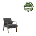 Sillón decorativo de tela gris oscuro/beige/gris con patas de madera de caucho – Asiento individual