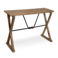 Mesa consola rústica marrón/blanca de madera y metal, estilo rústico, 1 pieza