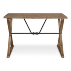Mesa consola rústica marrón/blanca de madera y metal, estilo rústico, 1 pieza