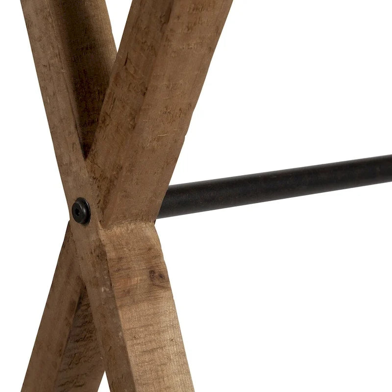 Mesa consola rústica marrón/blanca de madera y metal, estilo rústico, 1 pieza