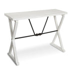 Mesa consola rústica marrón/blanca de madera y metal, estilo rústico, 1 pieza