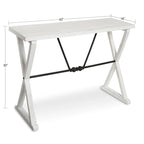 Mesa consola rústica marrón/blanca de madera y metal, estilo rústico, 1 pieza