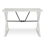 Mesa consola rústica marrón/blanca de madera y metal, estilo rústico, 1 pieza