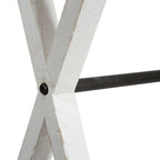 Mesa consola rústica marrón/blanca de madera y metal, estilo rústico, 1 pieza