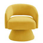 Sillón giratorio de terciopelo (amarillo/azul marino/rosa/gris oscuro) con respaldo abierto y asiento individual