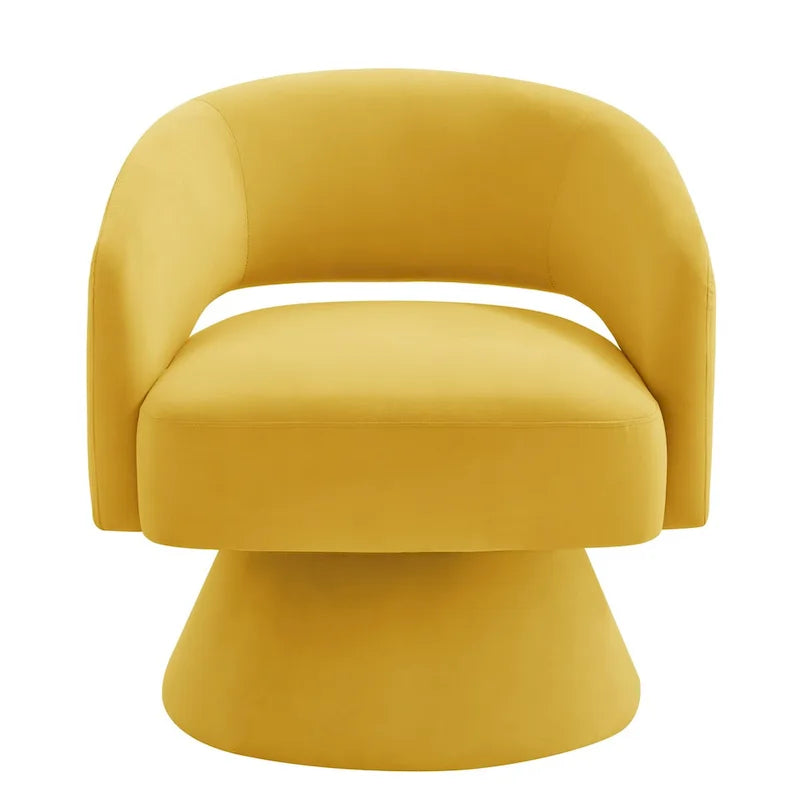 Sillón giratorio de terciopelo (amarillo/azul marino/rosa/gris oscuro) con respaldo abierto y asiento individual