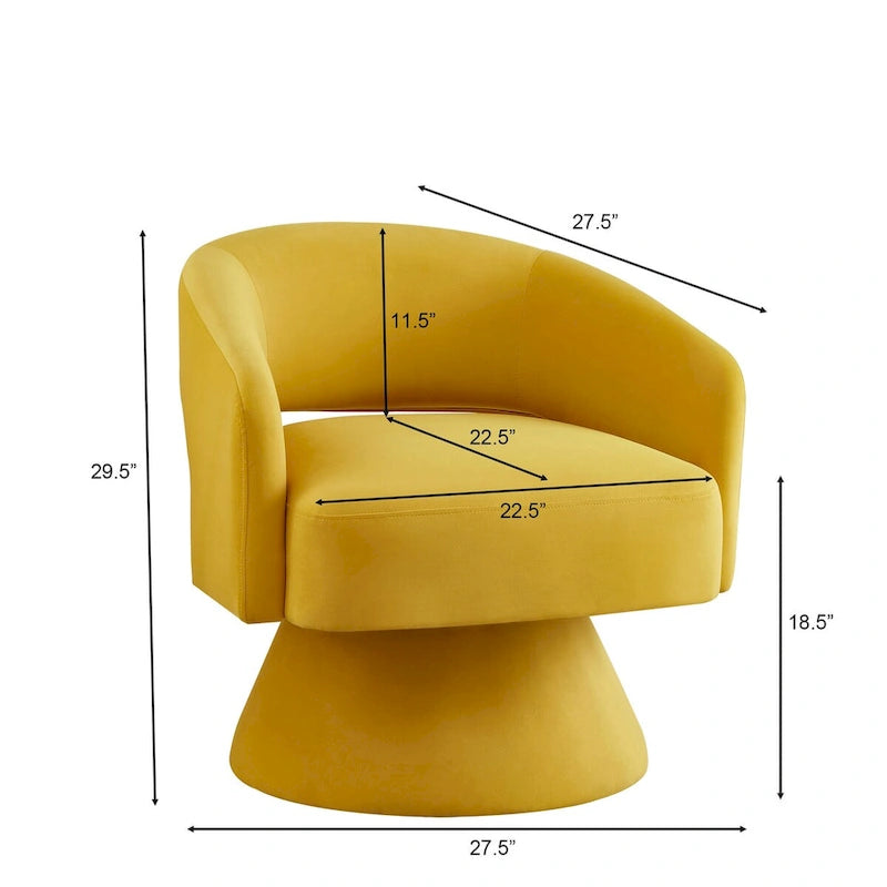 Sillón giratorio de terciopelo (amarillo/azul marino/rosa/gris oscuro) con respaldo abierto y asiento individual