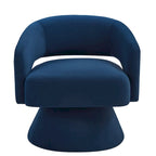 Sillón giratorio de terciopelo (amarillo/azul marino/rosa/gris oscuro) con respaldo abierto y asiento individual