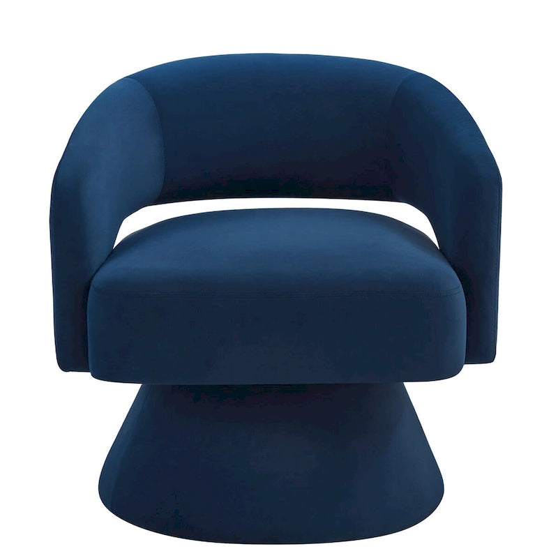 Sillón giratorio de terciopelo (amarillo/azul marino/rosa/gris oscuro) con respaldo abierto y asiento individual