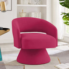 Sillón giratorio de terciopelo (amarillo/azul marino/rosa/gris oscuro) con respaldo abierto y asiento individual