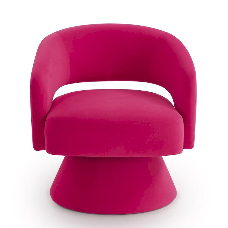 Sillón giratorio de terciopelo (amarillo/azul marino/rosa/gris oscuro) con respaldo abierto y asiento individual