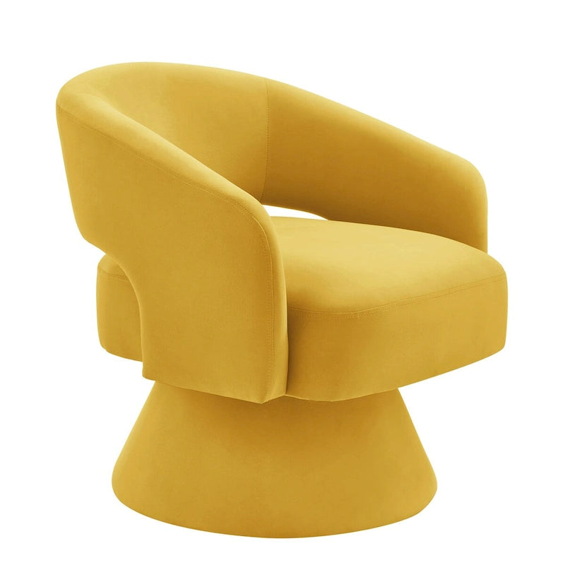 Sillón giratorio de terciopelo (amarillo/azul marino/rosa/gris oscuro) con respaldo abierto y asiento individual