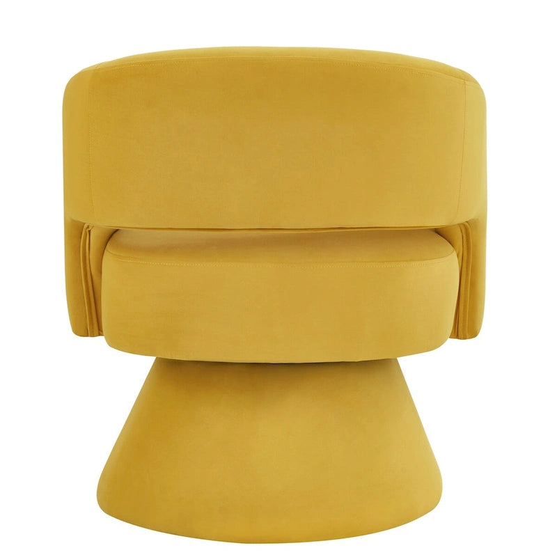 Sillón giratorio de terciopelo (amarillo/azul marino/rosa/gris oscuro) con respaldo abierto y asiento individual