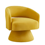 Sillón giratorio de terciopelo (amarillo/azul marino/rosa/gris oscuro) con respaldo abierto y asiento individual