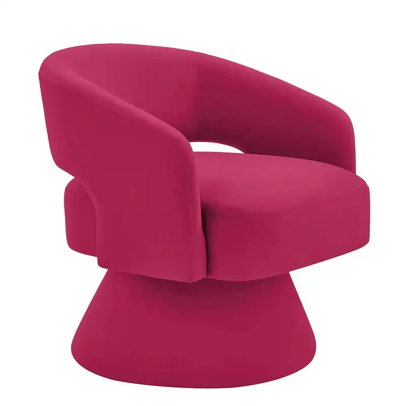 Sillón giratorio de terciopelo (amarillo/azul marino/rosa/gris oscuro) con respaldo abierto y asiento individual