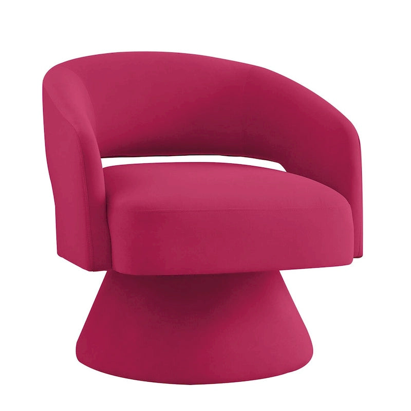 Sillón giratorio de terciopelo (amarillo/azul marino/rosa/gris oscuro) con respaldo abierto y asiento individual