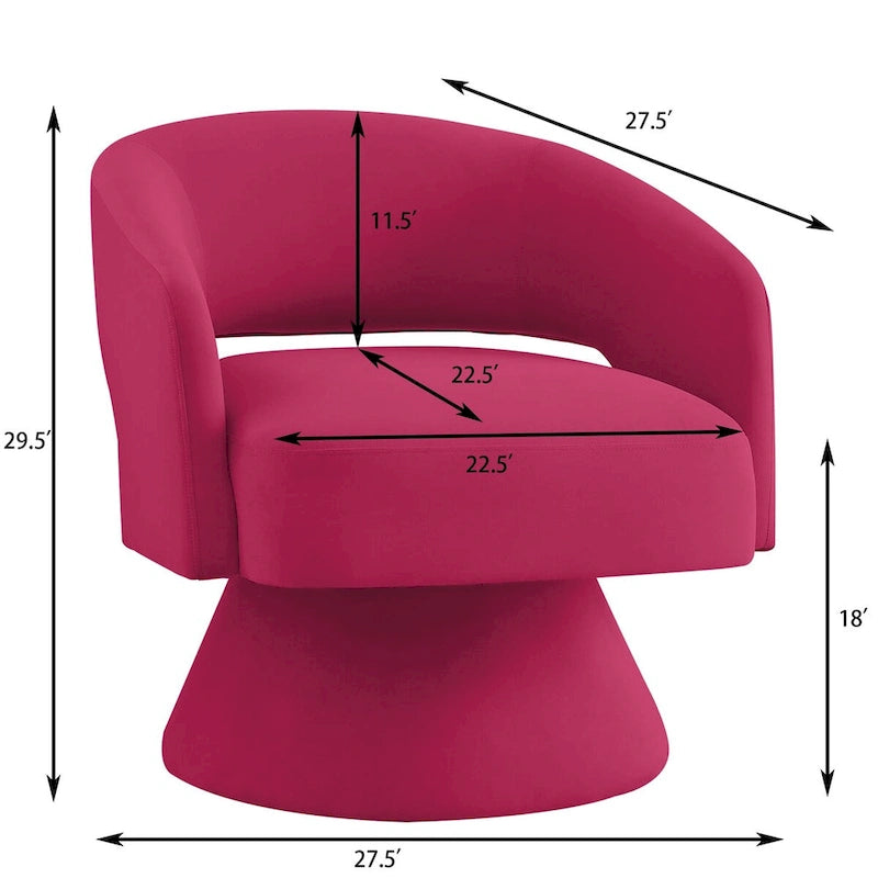 Sillón giratorio de terciopelo (amarillo/azul marino/rosa/gris oscuro) con respaldo abierto y asiento individual