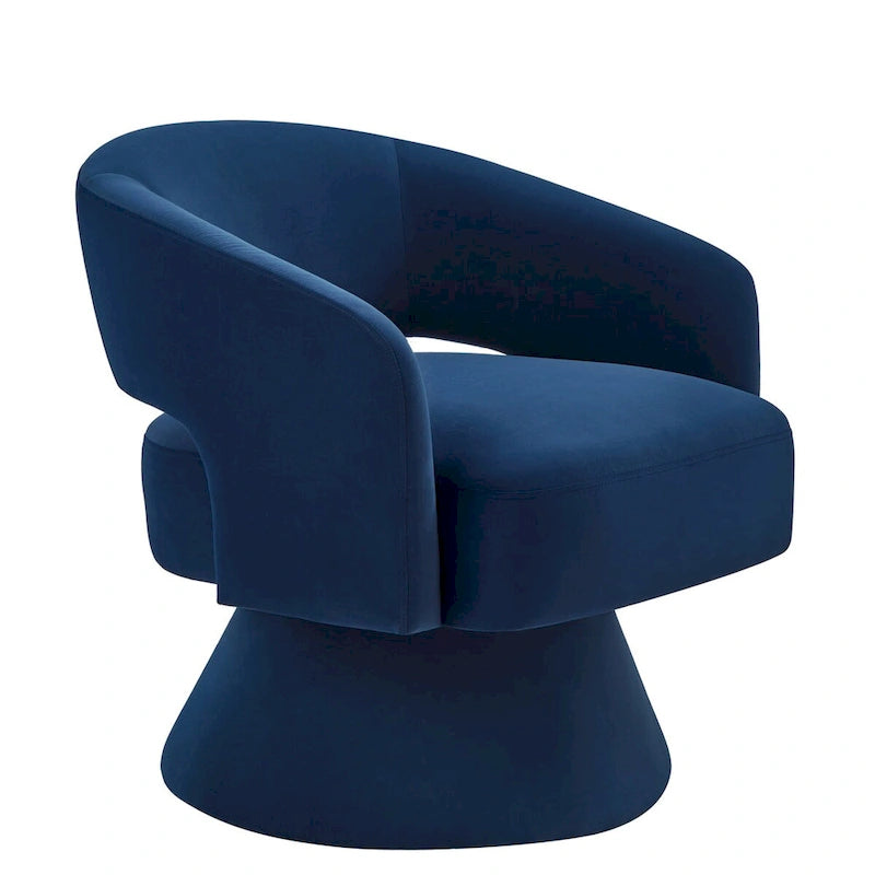 Sillón giratorio de terciopelo (amarillo/azul marino/rosa/gris oscuro) con respaldo abierto y asiento individual