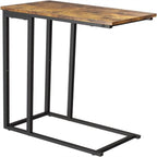 Mesa auxiliar en forma de C gris/dorado/marrón rústico – Un solo uso
