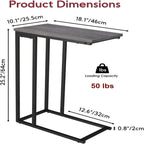 Mesa auxiliar en forma de C gris/dorado/marrón rústico – Un solo uso