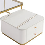 Juego de mesas de centro nido de 2 piezas Golden Black / Golden White con cajones