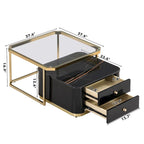 Juego de mesas de centro nido de 2 piezas Golden Black / Golden White con cajones