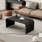 Mesa de centro Art Déco curva de madera natural lavada / negra antigua, 1 persona