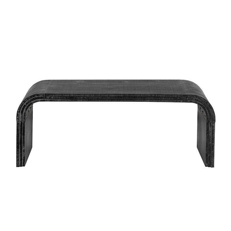 Mesa de centro Art Déco curva de madera natural lavada / negra antigua, 1 persona