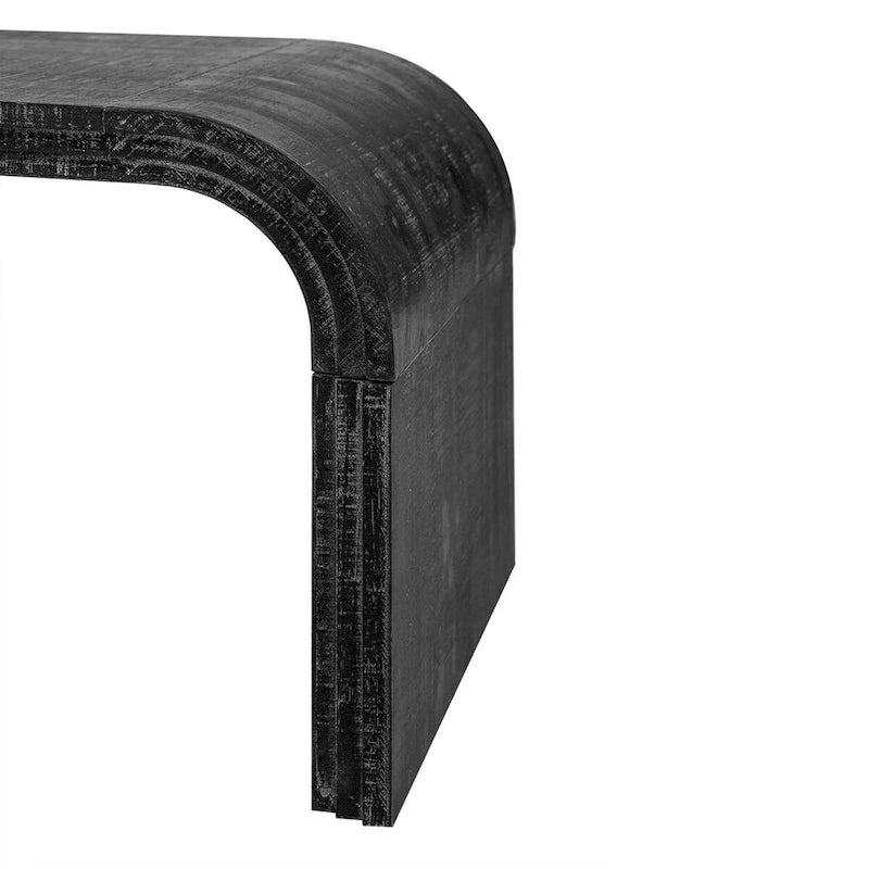 Mesa de centro Art Déco curva de madera natural lavada / negra antigua, 1 persona
