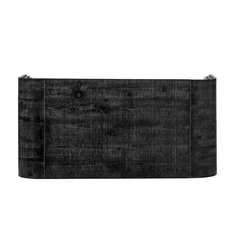 Mesa de centro Art Déco curva de madera natural lavada / negra antigua, 1 persona