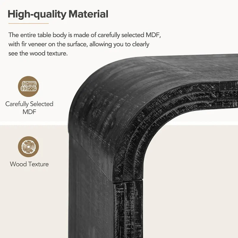 Mesa de centro Art Déco curva de madera natural lavada / negra antigua, 1 persona