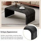 Mesa de centro Art Déco curva de madera natural lavada / negra antigua, 1 persona