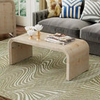 Mesa de centro Art Déco curva de madera natural lavada / negra antigua, 1 persona