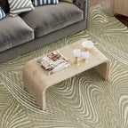 Mesa de centro Art Déco curva de madera natural lavada / negra antigua, 1 persona