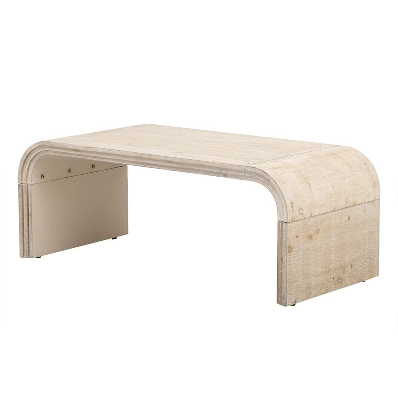 Mesa de centro Art Déco curva de madera natural lavada / negra antigua, 1 persona