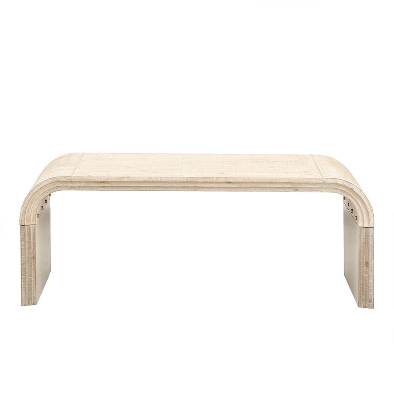 Mesa de centro Art Déco curva de madera natural lavada / negra antigua, 1 persona