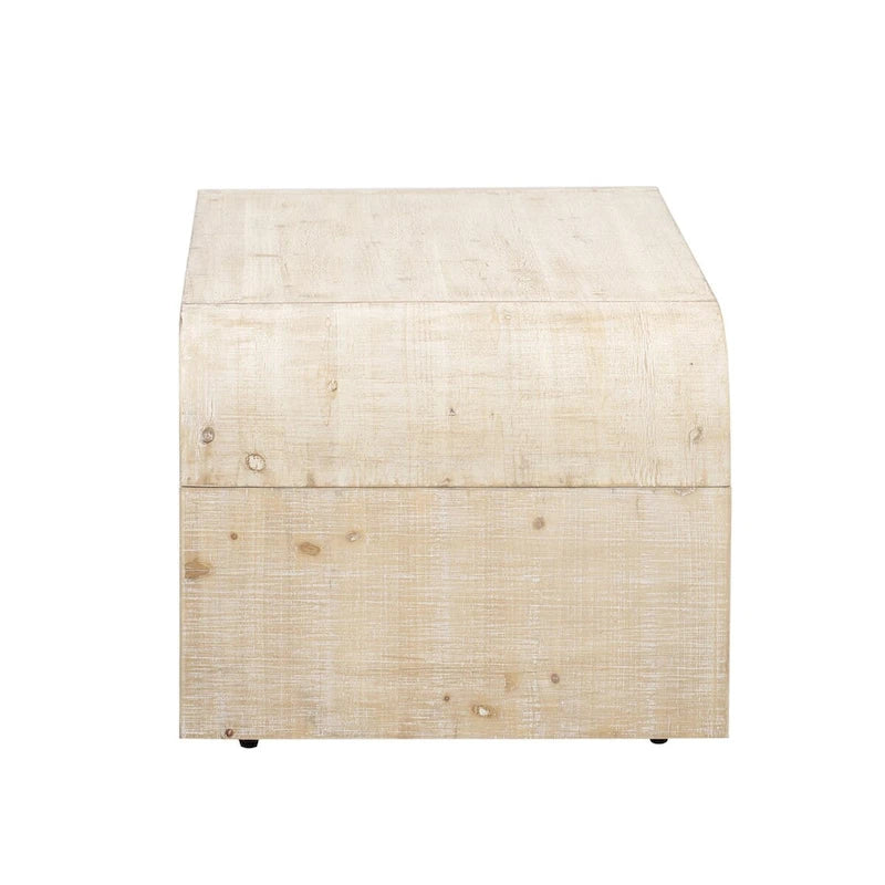 Mesa de centro Art Déco curva de madera natural lavada / negra antigua, 1 persona