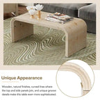 Mesa de centro Art Déco curva de madera natural lavada / negra antigua, 1 persona