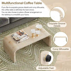 Mesa de centro Art Déco curva de madera natural lavada / negra antigua, 1 persona