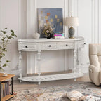 Mesa de consola minimalista azul/negro/blanco/gris, 4 cajones y 1 estante