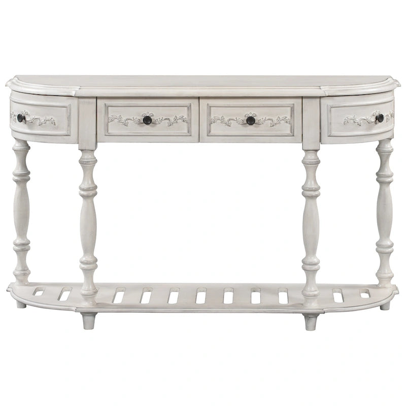 Mesa de consola minimalista azul/negro/blanco/gris, 4 cajones y 1 estante