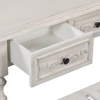 Mesa de consola minimalista azul/negro/blanco/gris, 4 cajones y 1 estante