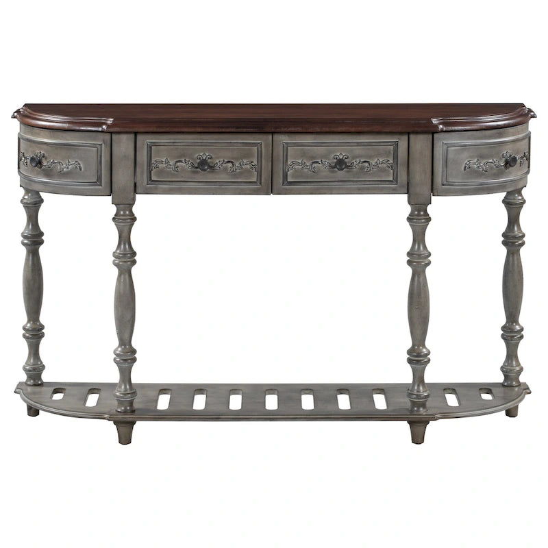 Mesa de consola minimalista azul/negro/blanco/gris, 4 cajones y 1 estante