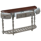 Mesa de consola minimalista azul/negro/blanco/gris, 4 cajones y 1 estante