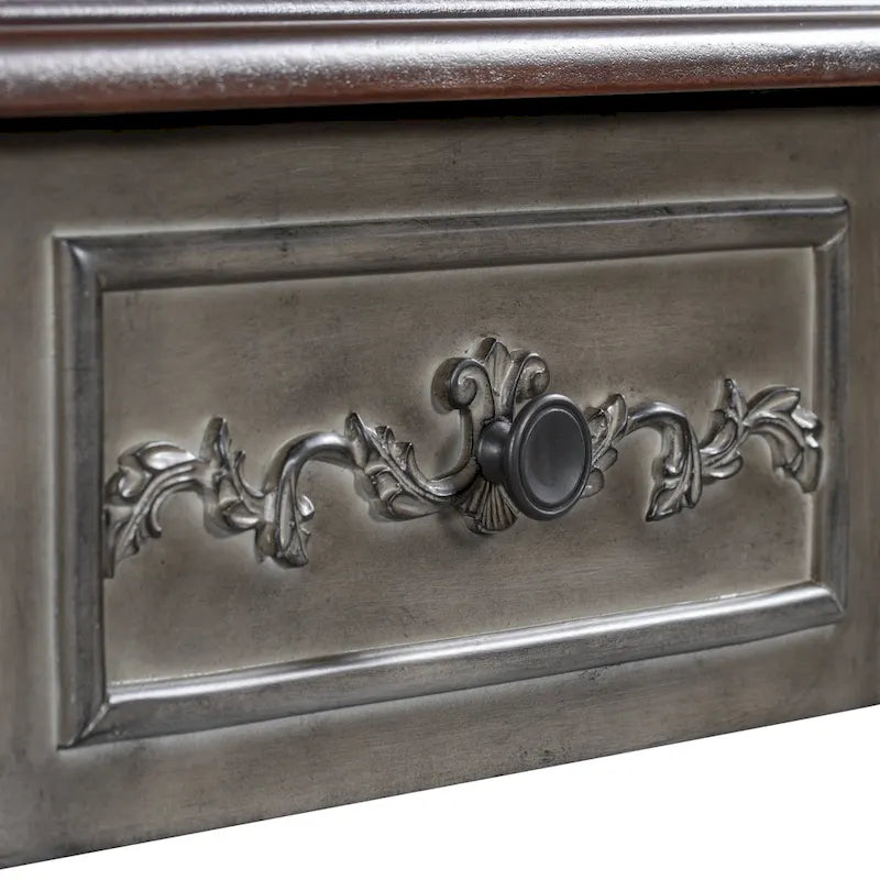 Mesa de consola minimalista azul/negro/blanco/gris, 4 cajones y 1 estante
