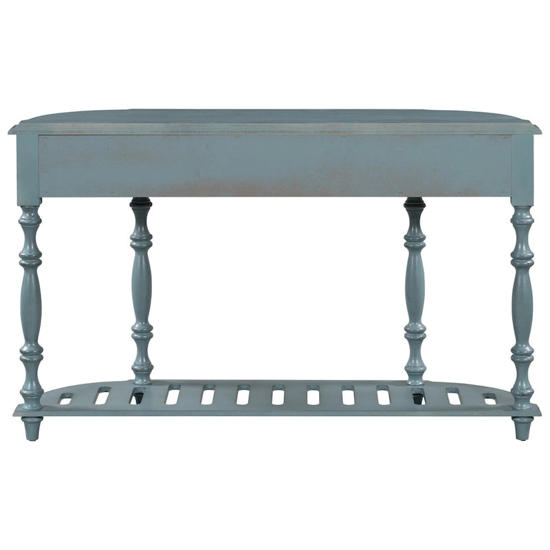 Mesa de consola minimalista azul/negro/blanco/gris, 4 cajones y 1 estante