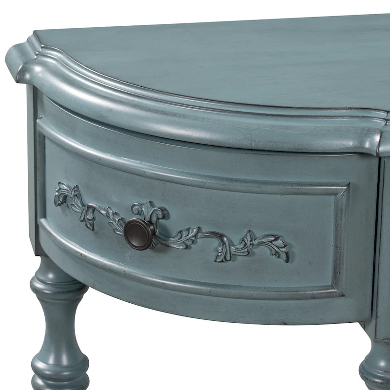 Mesa de consola minimalista azul/negro/blanco/gris, 4 cajones y 1 estante
