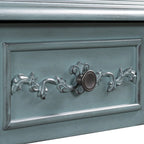 Mesa de consola minimalista azul/negro/blanco/gris, 4 cajones y 1 estante